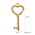 Gold-plated heart key pendant in titanium steel with 22x10mm size and weight specs - Heart Key (YTP2410081-46)