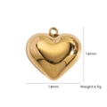 Polished golden heart pendant 14mm size weight 4.9g minimalist stainless steel design - Hollow Heart Style 6 (YTP2408117-6)