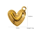 Golden heart-shaped stainless steel pendant 16.8mm height for DIY jewelry making - Heart (YTP2503041)