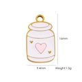 White heart charm in gold finish with pink center and measurement details - Milk Bottle (YTP2507056)