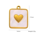 Square gold stainless steel pendant with white pearl finish and heart inlay 17x14mm - Square White Shell Heart (YTP2510008)