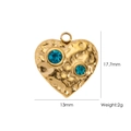 Gold-plated hammered heart pendant with blue crystals and measurement details - Rhinestone Heart LBU (YTH2405172)