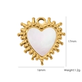 Golden heart pendant with white mother of pearl inlay, sized 17mm by 16mm - White Shell Heart Style 2 (YTP2408124-2)