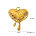Golden heart pendant with lava texture and clear zircon, size 18.5mm by 15mm - Melting Heart (YTP2410531)