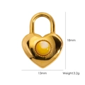 Golden heart lock pendant with inlaid gemstone 18mm height for DIY jewelry making - Yellow Shell Heart Lock (YTP2411203-YS)