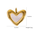 Golden heart pendant with white mother of pearl inlay and 15.2mm by 14.2mm dimensions - White Shell Heart Style 6 (YTH2404221-6)