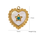 Golden heart pendant with white shell and blue star stone, size 15x17mm weight 3.2g - White Shell Zircon Heart LBU (YTP7155)