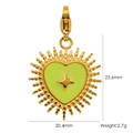 Lime green heart pendant in golden finish with star detail and sunburst texture - Heart (YTP2508022-GGN)