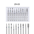 Detail of 10-piece tungsten carbide nail drill bit set with diamond coating in a storage box - Precision Stainless Steel Diamond Set (ZH03)