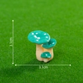 Miniature triple mushroom cluster in dark green with white spots for fairy garden - Green No.12