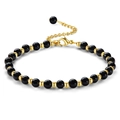 Detail of beaded bracelet showing lobster clasp and adjustable golden extender chain - Bright Black