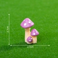 Miniature resin mushroom cluster with purple caps and white dots for DIY fairy gardens - Pink No.16