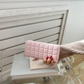Portafoglio lungo rosa in pelle PU trapuntata da donna con elegante cerniera dorata - Rosa