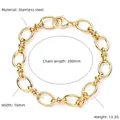 Bracciale a catena in acciaio inossidabile dorato, 200mm di lunghezza e 10mm di larghezza - 20cm / Oro
