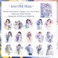 30 waterdichte PET-stickers Iris Old Man met vintage personages en irisbloemmotieven - Iris Herinnering