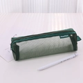 Transparent dark green mesh pencil case with zip closure and premium nylon fabric - Dark Green