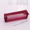 Burgundy mesh pencil case with zip closure and frogfree label in rectangular shape - Burgundy
