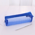 Blue mesh pencil case with zip closure and minimalist brand label for students - Royal Blue