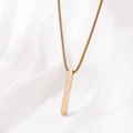 Minimalist gold stainless steel bar necklace with polished rectangular pendant on satin - Gold 5mm (117416)