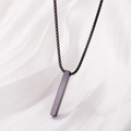 Minimalist black stainless steel vertical bar pendant necklace with sleek box chain - Black 5mm (117417)