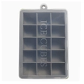 Gray silicone 15-grid square ice cube mold with a clear lid featuring ICE CUBES text - 24 Grids / Grey (With Lid)