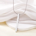 Polished silver stainless steel rectangular bar pendant on a sleek snake chain - Silver 4mm (207109)