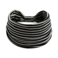 Detail of wide elastic headband with black and white zigzag knitted wavy pattern - Printed Wide Headband #02 / Factory Direct Sales [customizable Designs Available] [bulk Discounts]