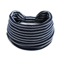 Detailed close-up of navy blue and white wave pattern on elastic knitted headband - Printed Wide Headband #03 / Factory Direct Sales [customizable Designs Available] [bulk Discounts]
