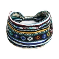 Detail of ethnic geometric print elastic headband with bohemian colorful pattern design - Printed Wide Headband #07 / Factory Direct Sales [customizable Designs Available] [bulk Discounts]