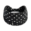Detailed view of wide black headband with white polka dots and elastic closure - Printed Wide Headband #13 / Factory Direct Sales [customizable Designs Available] [bulk Discounts]
