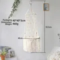 Bohemian beige macrame cat hammock with long tassels and woven cotton rope texture - 40cm Long Tapestry Style