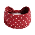 Elastic red and white polka dot wide headband with a large bow for women yoga - Printed Wide Headband #15 / Factory Direct Sales [customizable Designs Available] [bulk Discounts]