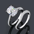S925 sterling silver cushion-cut diamond ring set with double-layer zircon stones - Style K