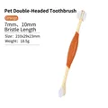 Dual-head orange pet toothbrush for dogs and cats with 210mm ergonomic handle - Orange