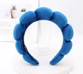 Thick navy blue velvet padded headband with twisted sponge cloud design for women - Dark Blue