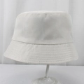 Detail of white polyester bucket hat with reinforced multi-row brim stitching for stability - 58cm One Size / Off White