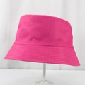 Detail of rose red canvas bucket hat with sturdy stitching and reversible pattern design - 58cm One Size / Rose Red