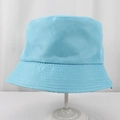 Detail of light blue polyester bucket hat showing twill fabric texture and parallel stitching - 58cm One Size / Lake Blue