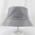 Detail of grey bucket hat showing multi-row brim stitching and casual twill fabric texture - 58cm One Size / Gray