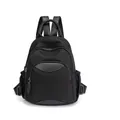 Large black Oxford backpack for women, fits iPad, featuring multi-zipper compartments - Versatile Black