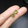 Classic 6mm round-cut green zircon stud earrings with silver six-prong setting - Yellow Rhinestone