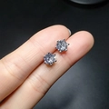 Classic 6-claw silver stud earrings with clear brilliant-cut zircons held by fingers - White Rhinestone