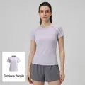 T-shirt de yoga lavande pour femme, coupe ajustée avec manches raglan et tissu respirant - S / Violet Changrong