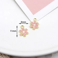 Small pink enamel flower alloy pendant charms for DIY jewelry 11mm x 8mm - 10 Pieces Pack / Pink