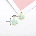 Small light blue flower alloy enamel charm for DIY jewelry making size 11mm x 8mm - 10 Pieces Pack / Light Blue