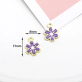 Small purple enamel flower charm 11x8mm for DIY jewelry making and hair accessories - 10 Pieces Pack / Purple