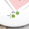 Green enamel flower charm for DIY jewelry with 8mm and 11mm dimensions - 10 Pieces Pack / Green