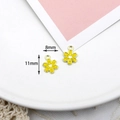 Two yellow enamel flower alloy charms for DIY jewelry, 8mm x 11mm pendant accessories - 10 Pieces Pack / Yellow