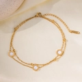 Zweischichtiges Fußkettchen aus Goldstahl mit römischen Ziffern und weißem Muschel - Doppellagiges Weißes Muschel-Römisches Fußkettchen (QYB5021) / Gold