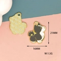 Detail view of a cute dog enamel charm with 21mm height and a gold textured back - Dog Style (1) / Gray